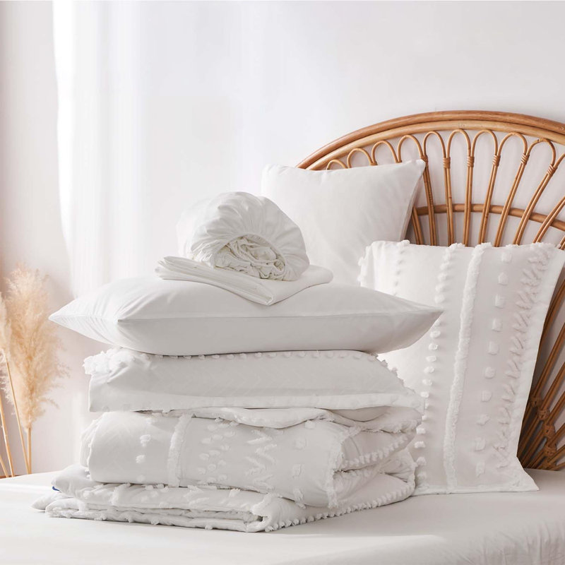 Ensemble d'édredon 7 pièces, ensemble d'édredon et de draps touffeté dans un sac, ensemble de literie complet en microfibre douce toutes saisons
