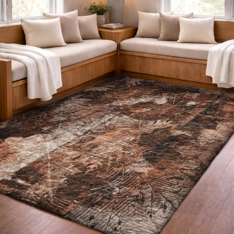 Premium Machine Washable Dream Shag ADS560 Floral Rug, 8' x 10', Navy