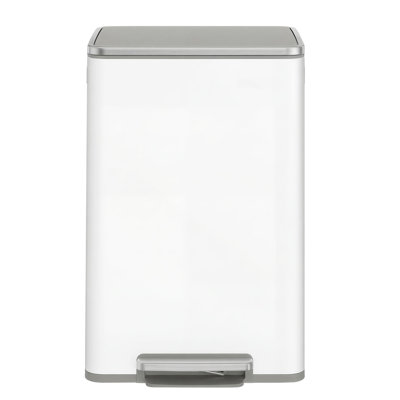 Trash Can, 13-Gallon Gabbage Can, With 15 Trash Bags, Stainless Steel, With Soft-Close Lid, Removable Inner Bucket, Handles