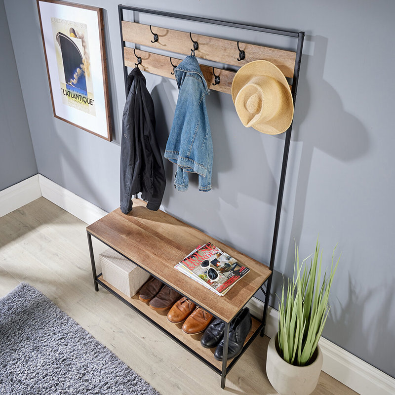 Airik Hall Tree 100cm Wide Shoe Storage Entryway Bench