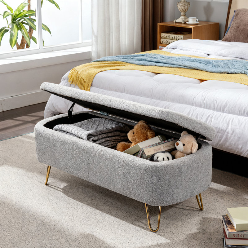 Banc de rangement avec repose-pieds Modern End, Gris