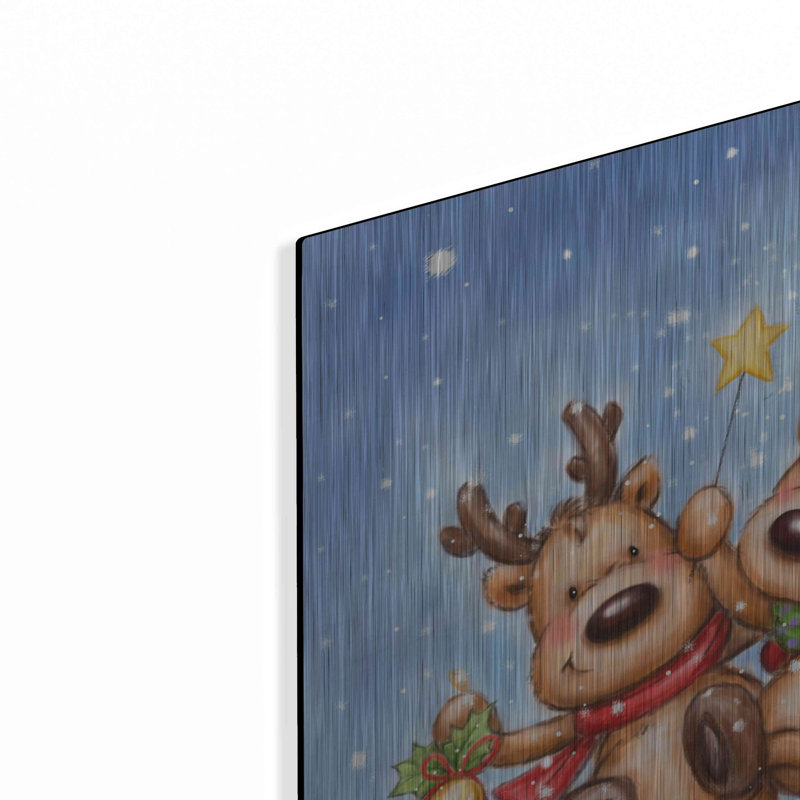 «Santa With Reindeers» par Makiko, H 24 po x l 36 po