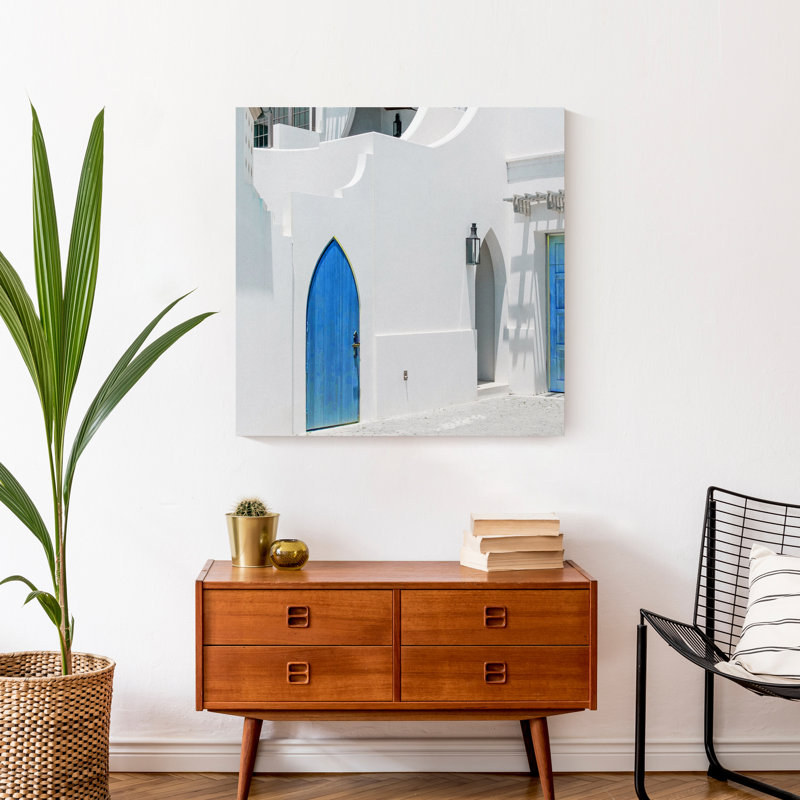 «Doors Blue Greek Buildings 2», impression sur toile tendue