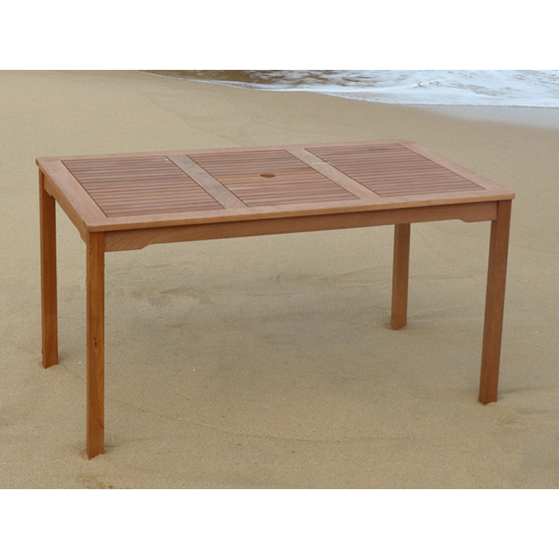 Afrin Rectangular Eucalyptus Outdoor Dining Table With Umbrella Hole , 135cm cm W 85cm cm D