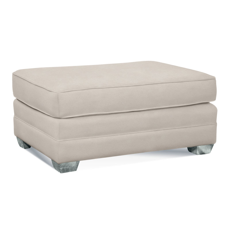 Bedford Upholstered Ottoman, Nickel , Elite Dove Linen