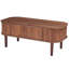 Table basse à plateau relevable de 39,4 po, table basse ovale cannelée avec 3 compartiments cachés, bureau central ovale en bois de style Mid-Century avec rangement, plateau de table relevable pour la maison et le bureau, assemblage facile, noyer