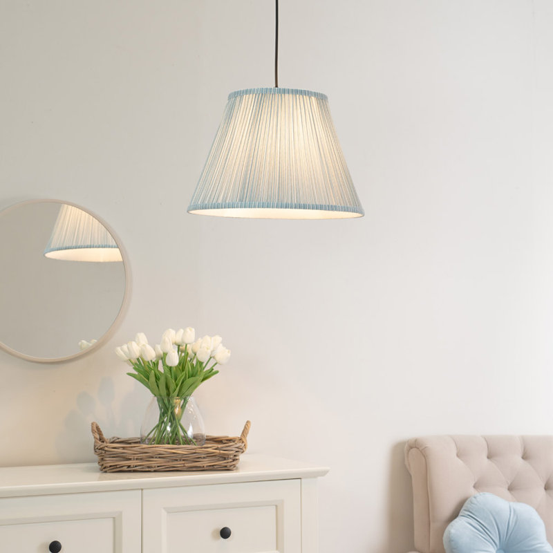 Laurenne Fabric Tapered Pendant Shade ( Clip On ) in Blue, 22cm H x 41cm W x 41cm D