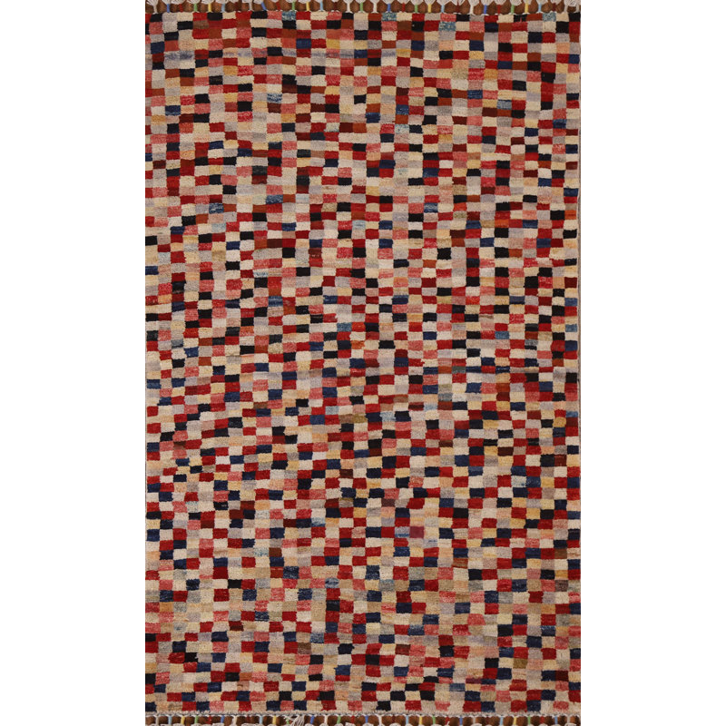 Tapis à carreaux en laine Gabbeh 3 x 5