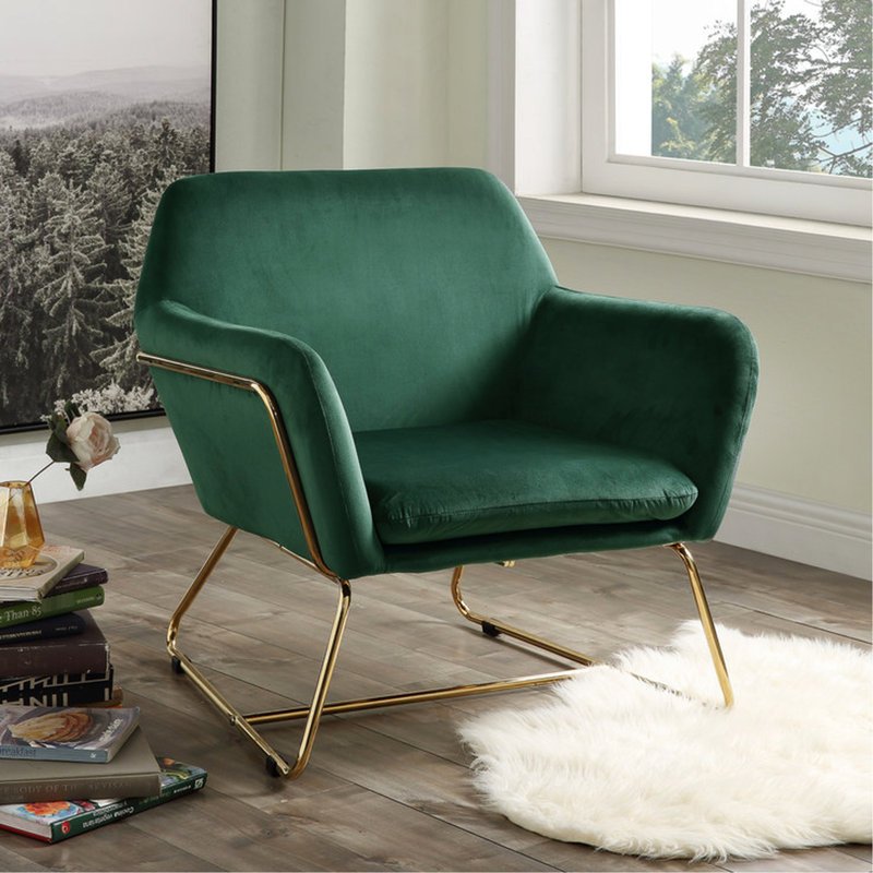 Chaise d'appoint rembourrée en velours riche avec pieds en métal de 29,5 po Rich