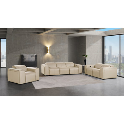 Ensemble de canapé inclinable électrique en cuir fleur Cinaed
