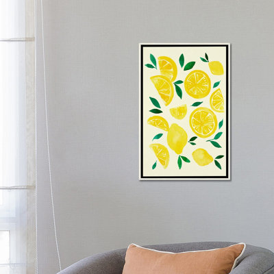 Watercolor Lemons - reproduction d'art murale - toile encadrée