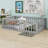 Full Size Wood Daybed Frame with Fence, Gray（No Slat）-491326514-528760442
