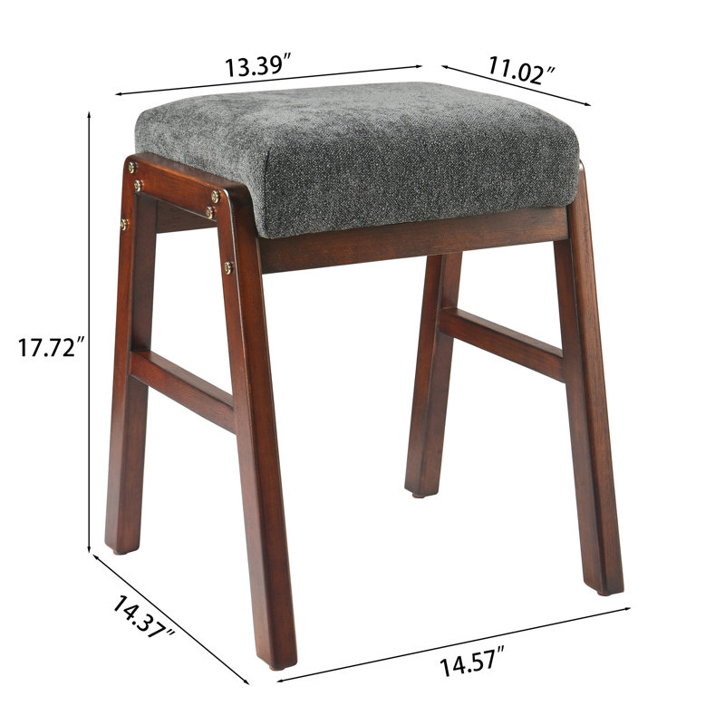 Tabouret moderne rembourré avec cadre en bois pour une utilisation polyvalente, Gris baleine
