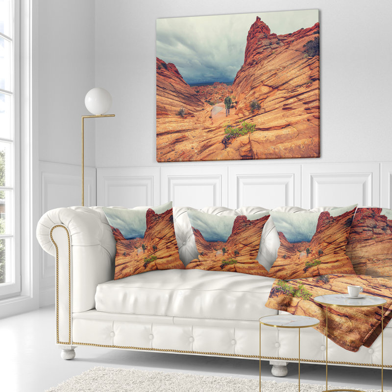 Coussin Schafer Landscape Vermillion, 18 po x 18 po, Brun pâle, Coussin décoratif