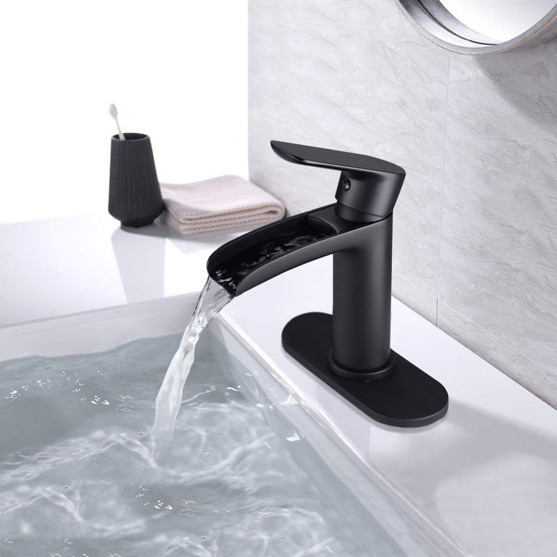Single-Hole Single-handle Bathroom Faucet with Drain Assembly, Matte Black