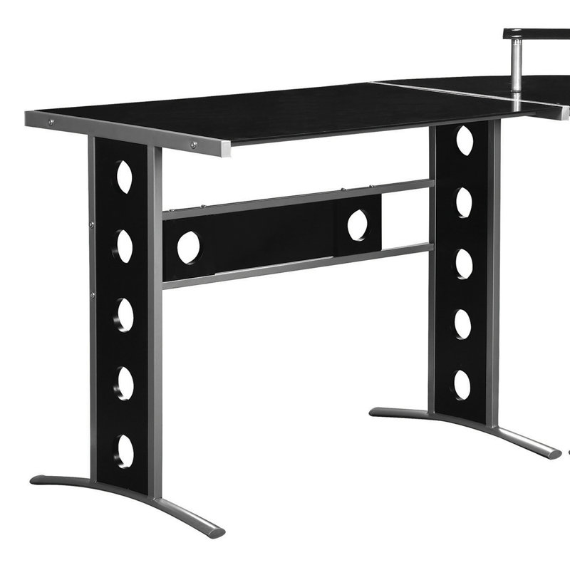 John-Adam L-Shaped Glass Steel Computer Desk
