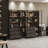 Modern Aluminum Frame Bookcase Set With Tempered Glass Doors, 3-Color LED Lighting, And Storage Drawers