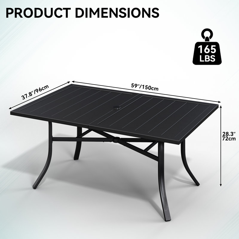 Table d'appoint d'extérieur rectangulaire, H 28,3 po x l 59 po x P 38 po