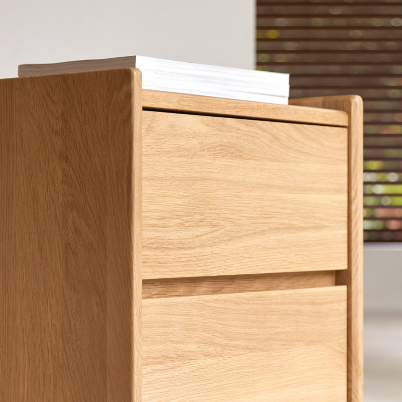 Arto 45cm W Solid Wood Bedside Table, Oak