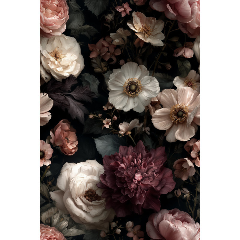Papier peint floral foncé foncé, Peler et coller