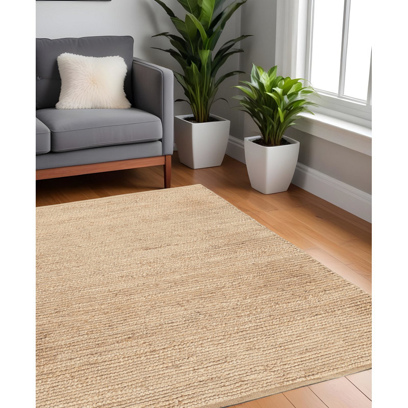 Tapis carré en jute beige tissé à la main 5 pi