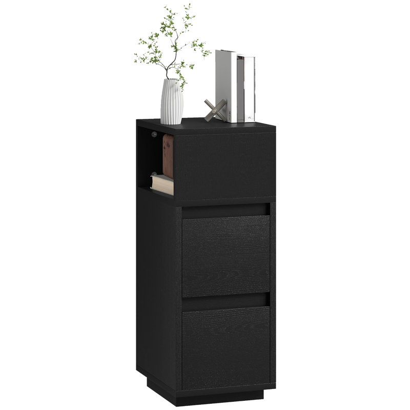 25cm W Particle Board Bedside Table, Black