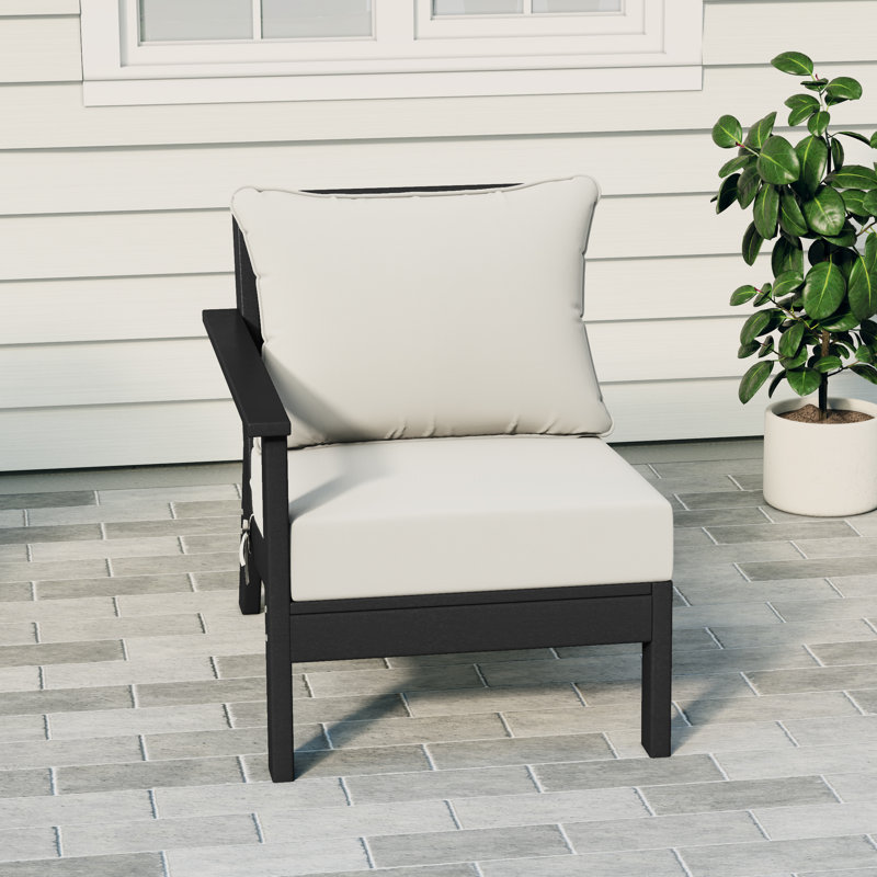 Chaise avec accoudoirs profonds à gauche avec coussins, Black, Blanc
