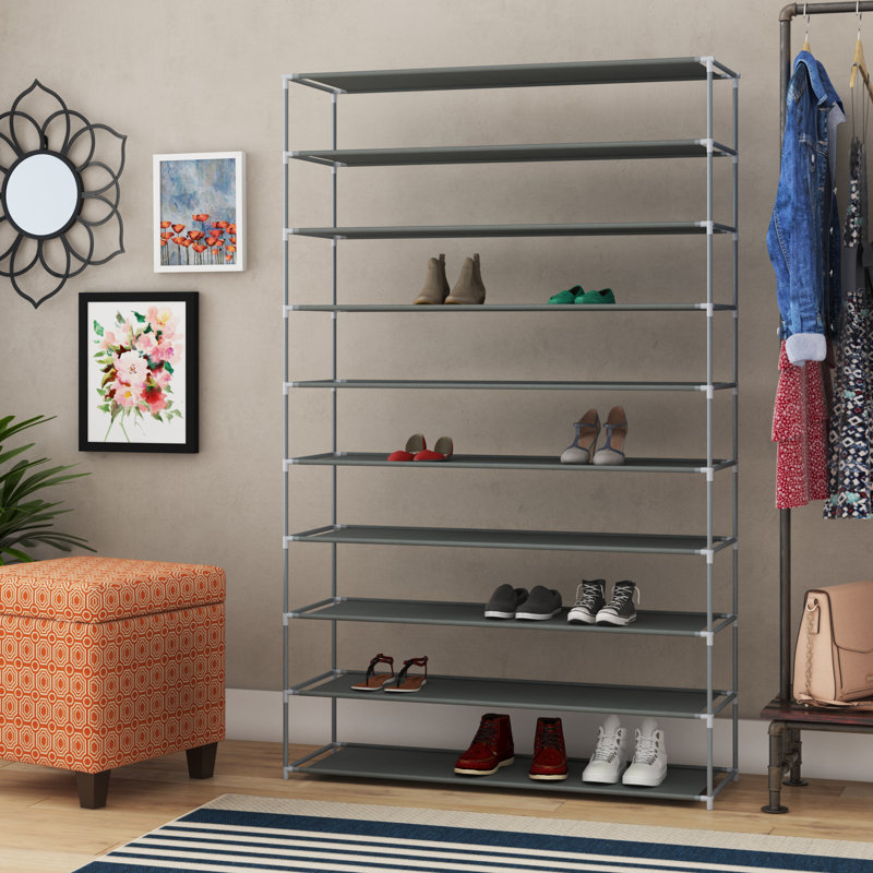 Burrier 50 Pair Shoe Rack, Gray