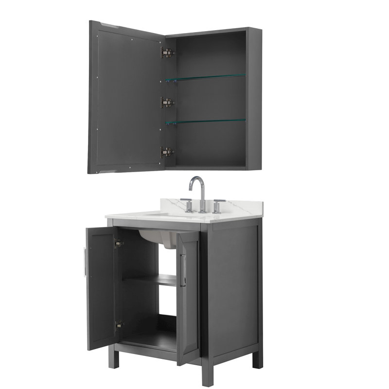 Daria 30'' W Vanity, Gray, Polished Chrome, White Quartz