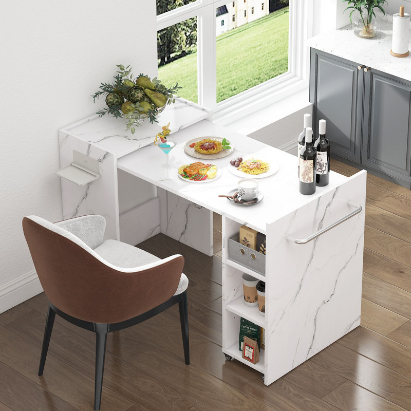 Extendable Folding Dining Table, White