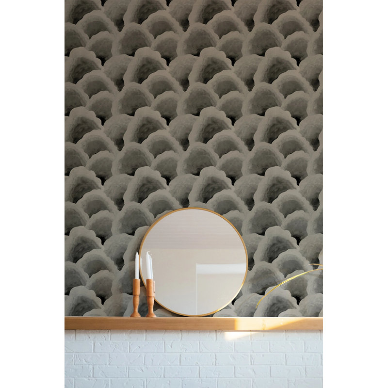 Wave Scales - Wallpaper, Taupe Black, Premium Paper, Non-Pasted