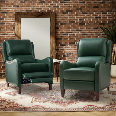 Fauteuil inclinable manuel en cuir véritable de 28,75 po de large Neliyah (ensemble de 2)