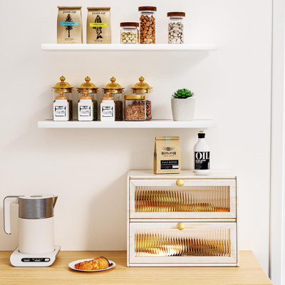 Double Layer Bread Box For Kitchen Countertop,Large Bread Boxes Wooden Breadbox Bread Storage Container, 