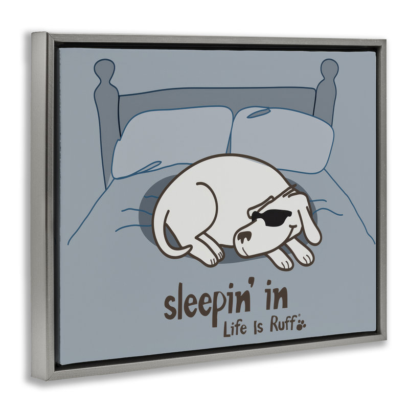  «Sleeping In Dog», art mural encadré par LIR, H 25 po x l 31 po, Cadre flottant gris lustré