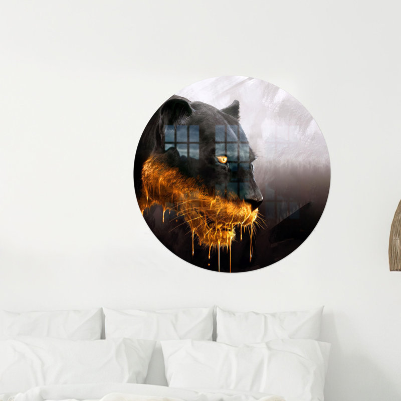 Grande impression de panthère sur verre pour décoration murale de style maison de campagne, H 14,2 po x l 9,1 po