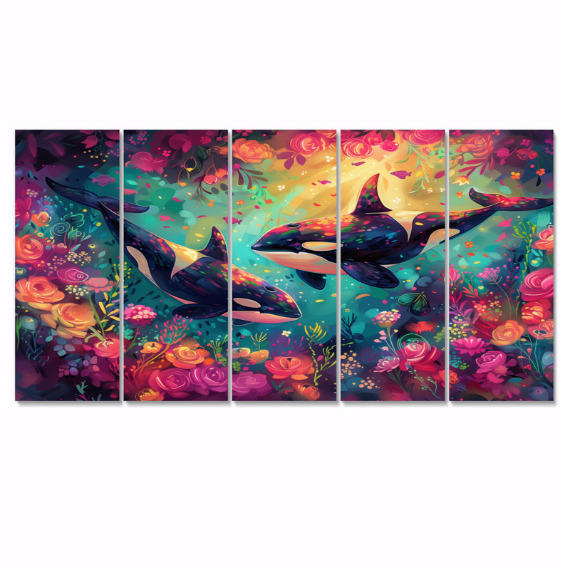 Alyshea - Ensemble de décoration murale baleine, H 28 po x l 60 po