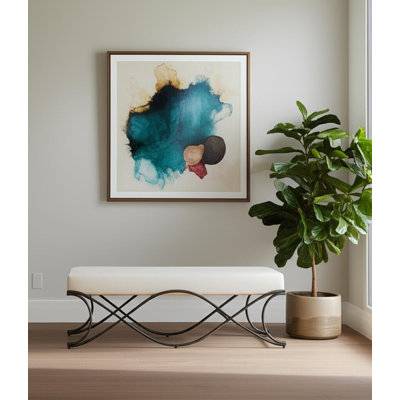 Banc rembourré en métal et en métal 55 po crème et nickel