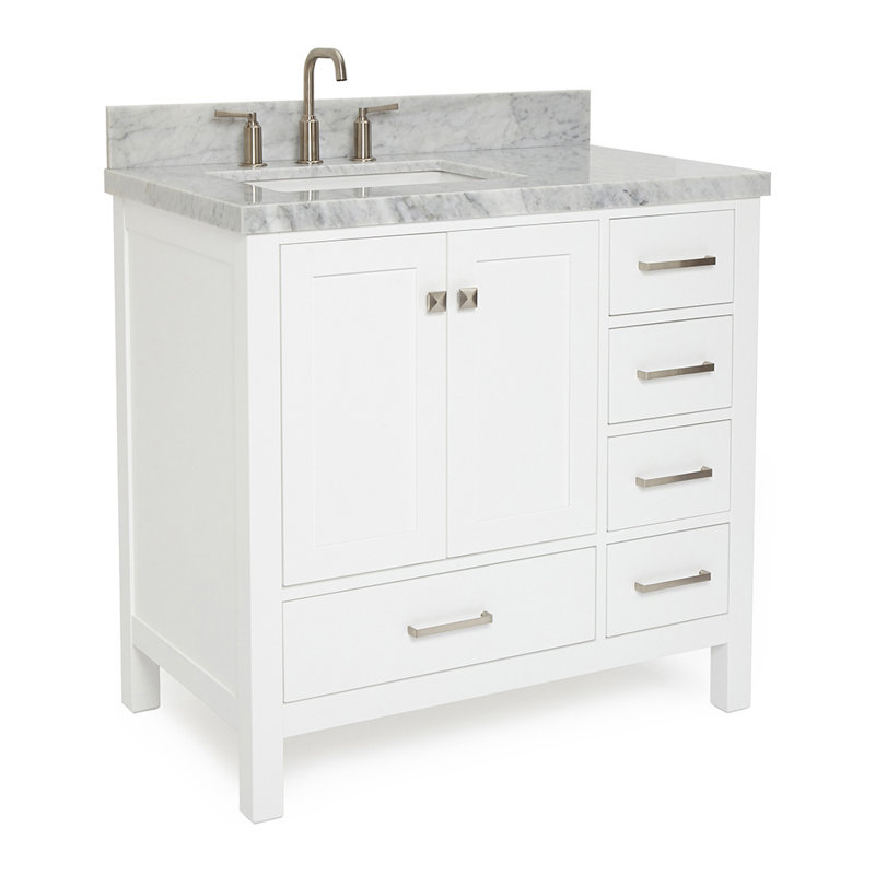 Ensemble de meuble-lavabo simple 37 "avec miroir Amariani, Blanc