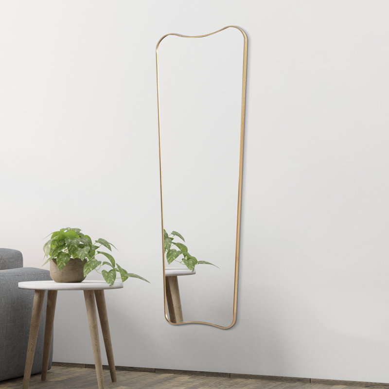 Alfie Large Irregular Metal Framed Wall Mounted Full-Length Mirror, Gold, Vertical, 59.06" x 19.69"