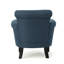 Fauteuil club bleu marine avec tissu fin et pieds en bois de bouleau