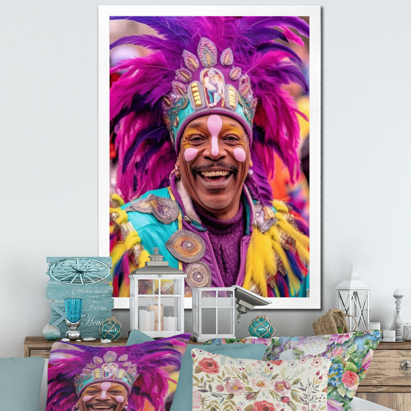«New Orleans Mardi Gras Celebrations III», reproduction sur toile, H 32 po x l 16 po x P 1 po, Cadre photo blanc
