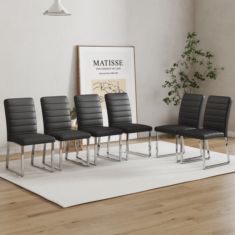 Ensemble de 6 chaises robustes: coussin de 2,1 po d'épaisseur, structure en fer, parfait pour la maison ou le bureau. Couleurs classiques, bon rapport qualité-prix
