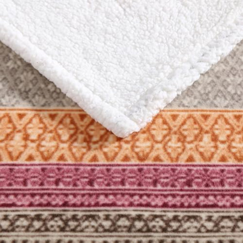 Couverture, sherpa réversible ultra doux et literie en molleton brossé, jetés idéaux pour le canapé, motif à carreaux (raisin nordique)