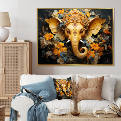 Hindu Ganesha Elephant God Turmeric Tints - Hinduism Wall Art Decor