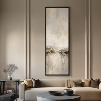 Large Framed Canvas Wall Art - Soft Neutral Waterscape Landscape Decor - 60"x20", 60"x30"