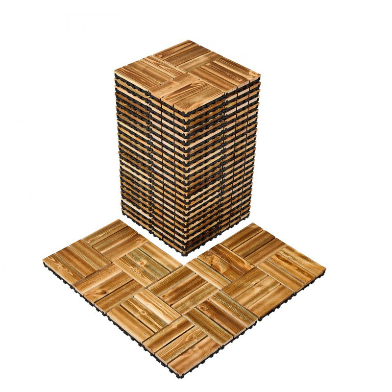 29.5cm L x 29.5cm W Solid Wood Interlocking Deck Deck Tile Kit