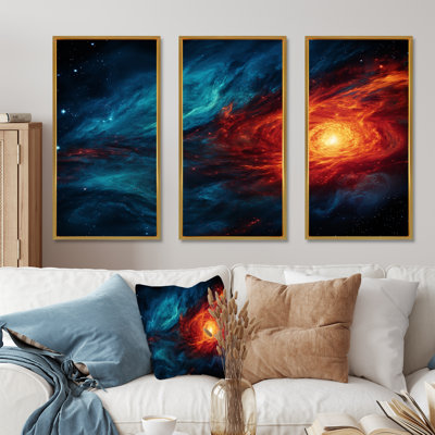 Blue And Orange Cosmic Nebula I - Space Planet Wall Art