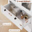 Garde-manger 71 po de hauteur avec tiroirs et portes en verre, armoire de rangement Farmhouse, blanc-767229188