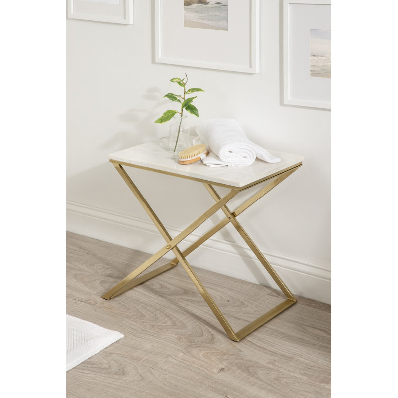 Table de bout Egmont, Plateau blanc / base dorée