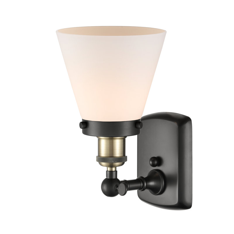 Applique murale 1 lumière 6 "Ballston Urban Cone, Laiton antique noir, Ampoule non incluse, Blanc mat
